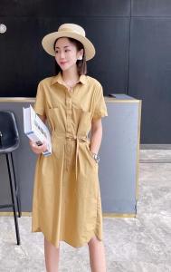 DG8101欧货夏季2021新款时尚大口袋工装风百搭连衣裙,女装连衣裙,L·H·X