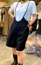 CMX2126欧货2021夏季港风两粒扣高腰直筒西装背袋裤潮，女装西装，L·H·X
