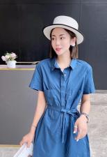 DG8101欧货夏季2021新款时尚大口袋工装风百搭连衣裙，女装连衣裙，L·H·X