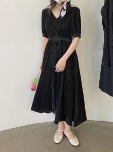 丝绒半裙，显瘦又气质，女装半身裙，LUCY