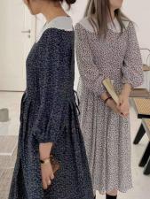 春季新款-小碎花连衣裙，女装连衣裙，LUCY
