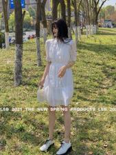 2021春夏新品韩版仙女连衣裙轻奢高品质拼接不规则裙7024，女装连衣裙，丽身伴