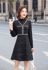 【现货】2021春装假两件小香风高腰显瘦连衣裙，女装连衣裙，伊洛姿