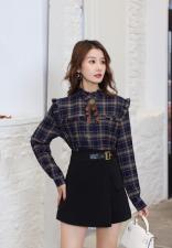 【现货】2021春装现货木耳边挂件格子衬衫，女装衬衫，伊洛姿