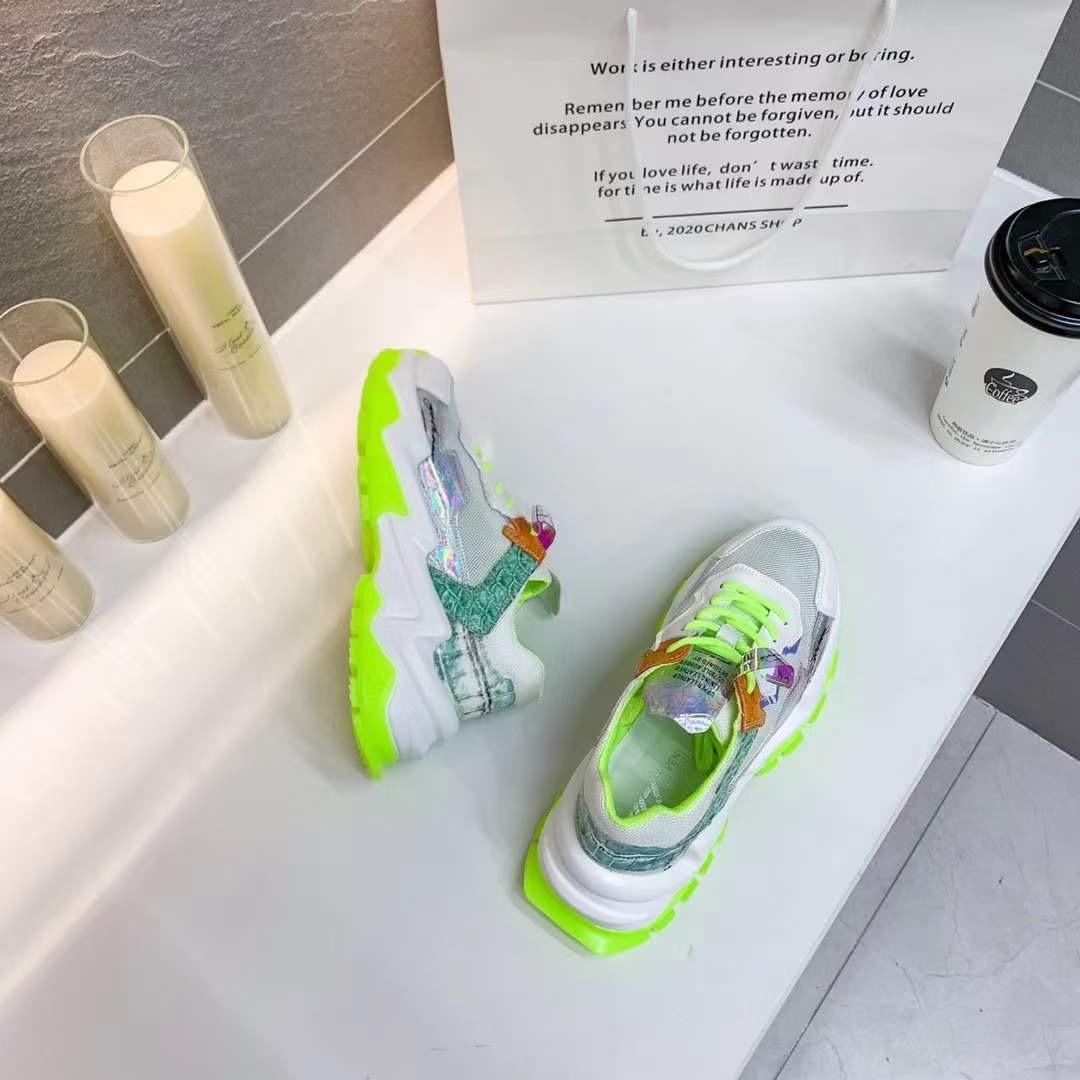 春季新款真皮水晶吸磨衣透气潮流运动鞋老爹鞋，其它，她他麦