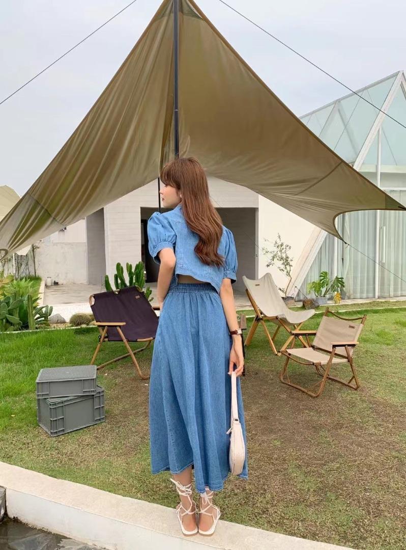 夏季新款牛仔群两件套装，女装职业装，二分之一