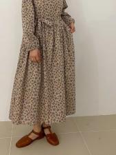 棉质花连衣裙，腰带可拆，宽松款，女装连衣裙，LUCY