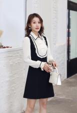 【现货】2021春装新款褶皱木耳边通勤收腰连衣裙，女装连衣裙，伊洛姿
