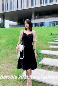 袖波点连衣裙,女装连衣裙,芭比