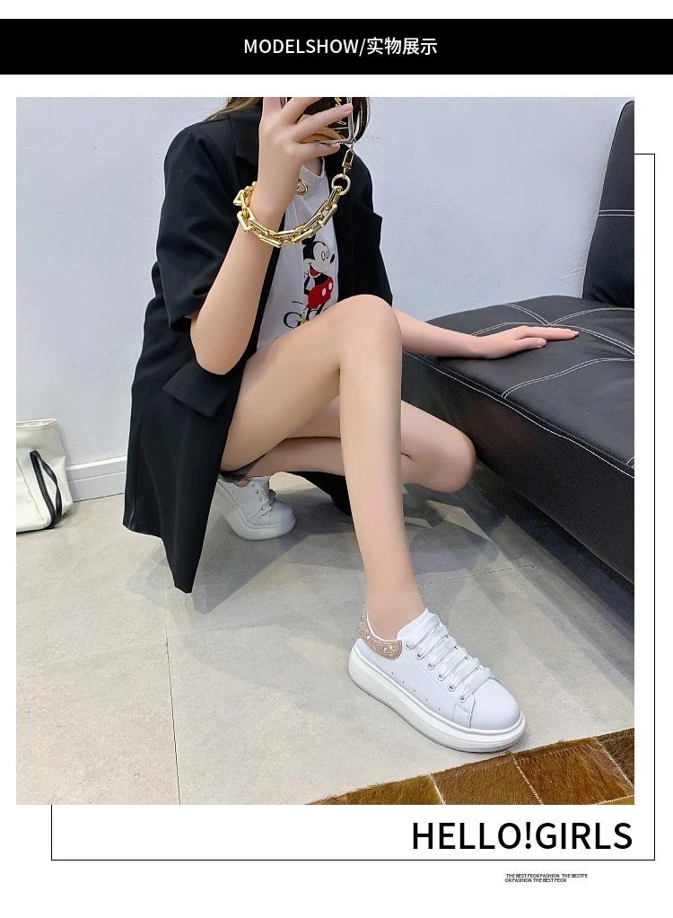 2021春季新款麦昆达松糕厚底真皮后尾带钻系带板鞋，其它，她他麦