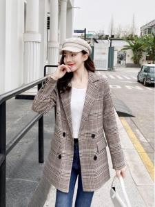 春季新款 格子西装外套,女装西装,吉之红