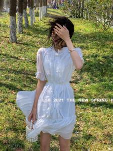 2021春夏新品韩版仙女连衣裙轻奢高品质拼接不规则裙7024,女装连衣裙,丽身伴
