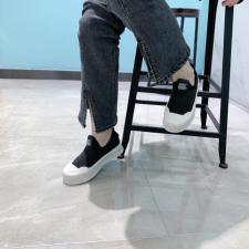 厚底真皮针织休闲鞋，其它，她他麦