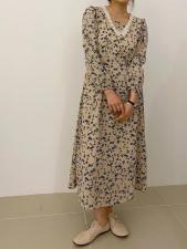 蕾丝拼接碎花连衣裙，小姐姐必入，女装连衣裙，LUCY
