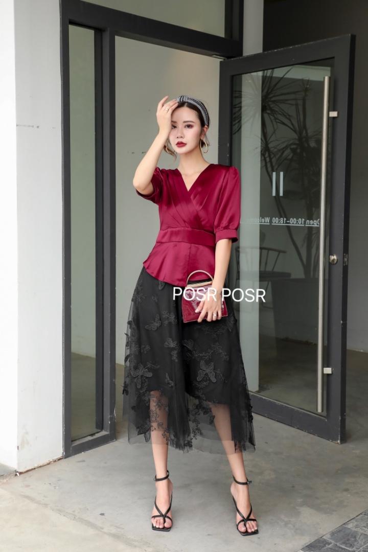 醋酸拼接连衣裙????，女装连衣裙，珀莎