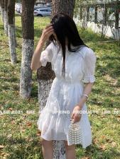 2021春夏新品韩版仙女连衣裙轻奢高品质拼接不规则裙7024，女装连衣裙，丽身伴