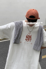 国潮短袖T恤男士夏季港风新款体恤衫ins潮牌大码宽松胖子衣服半袖，男装T恤，星座414-3