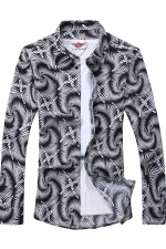 2025秋新款长袖大码衬衫翻领衬衫花衬衫9699P35平铺图，男装衬衫，星座1106