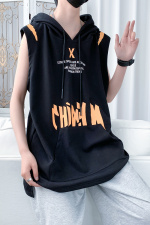 7XL~M加大码2023夏季新款连帽无袖背心学生休闲薄款坎肩T恤控58，男装背心/马甲，钱塘717(原712)