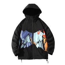7XL-M连帽夹克外套男2023秋装新款潮印花加肥加大码胖子风衣控88，男装夹克，钱塘717(原712)