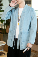 20秋冬大码汉服开衫道袍外套风日系和风男女情侣牛仔F16/P75，男装夹克，钱塘713
