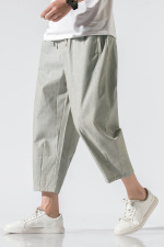 春夏男风哈伦裤九分裤休闲宽松阔腿裤运动大码亚麻裤922P45，男装休闲裤，钱塘788(原4013)