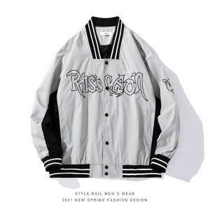 秋季新款白底平鋪夾克男外套潮牌棒球服(現(xiàn)貨DS-A160-1-JK201-P85圖片