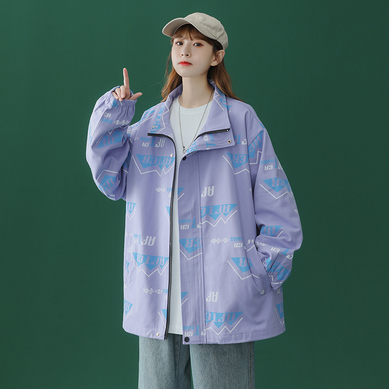21秋装潮流中性风夹克满印印花宽松休闲情侣外套227-976-P78，男装夹克，星座227