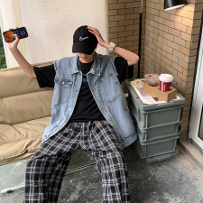 新款工装牛仔马甲男生韩版潮流oversize外套复古坎肩背心M802-p50，男装背心/马甲，星座1008-1