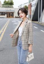 时尚格子西装，女装西装，咔蒂妮