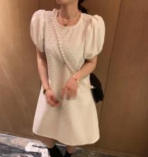 夏款珍珠领小香风连衣裙，女装连衣裙，U·M