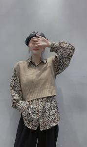 马甲衬衣两件套,女装马夹,主合