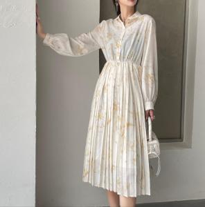 海棠花纹衬衫连衣裙 两色，女装衬衫，TOP.1