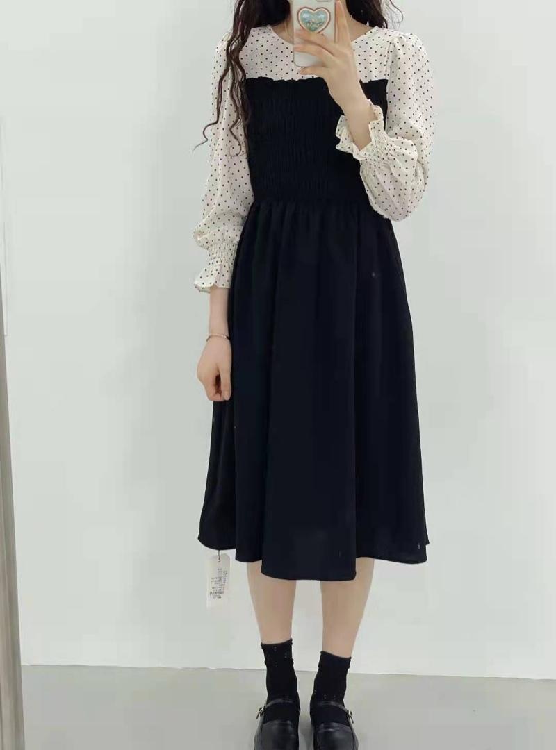 现货秋款假两件连衣裙，女装连衣裙，晗梦轩