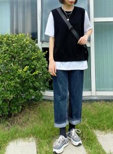 秋季新款圆领后开叉简约设计时尚百搭马甲女,女装马夹,日の谷
