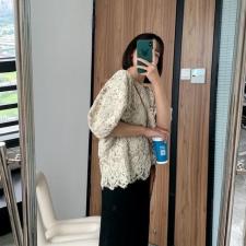 夏季两面穿设计感灯笼袖蕾丝上衣（品质优），其它，IPO