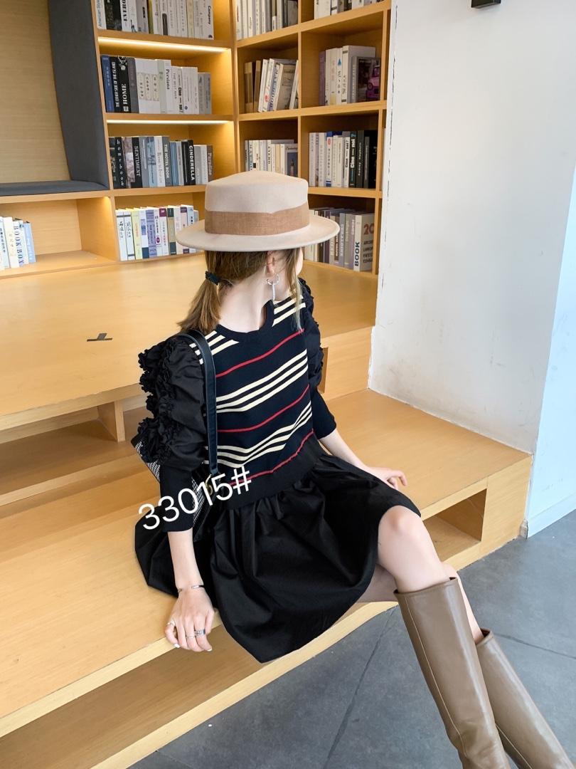 针织拼接连衣裙，女装连衣裙，千百莲