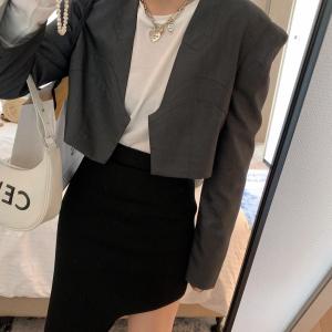 灰色短西装,女装西装,XTZ style