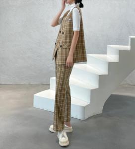 磨毛变化斜 格子马甲带链条包包,女装马夹,TOP.1
