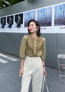 时尚拼接蕾丝花边衬衫,女装衬衫,她家