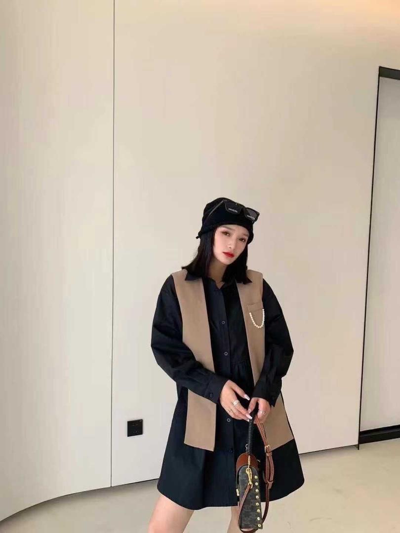 新款珍珠马甲衬衫连衣裙，女装马夹，红头发儿