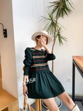 针织拼接连衣裙，女装连衣裙，千百莲