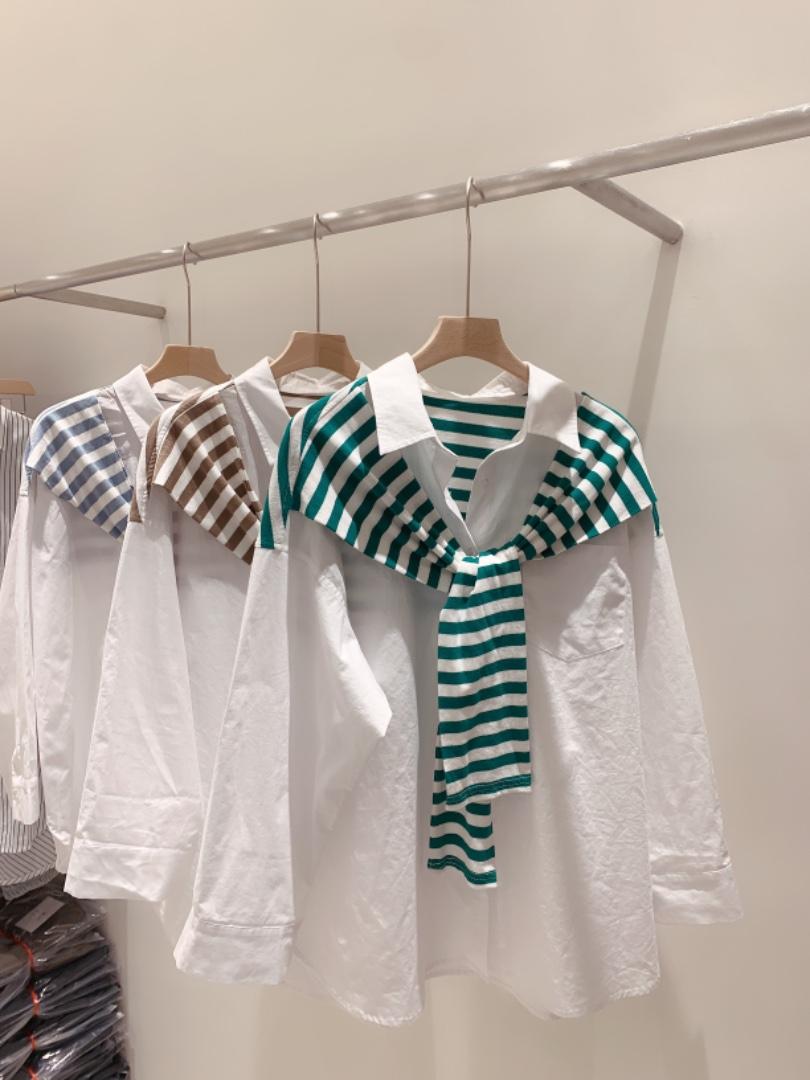条纹衬衫，女装衬衫，辣妹子辣
