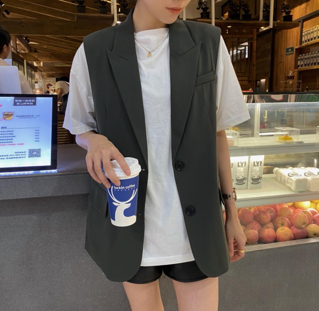 西装马甲黑绿两色，女装西装，mona 茉奈