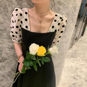 夏款袖口拼色连衣裙,女装连衣裙,U·M