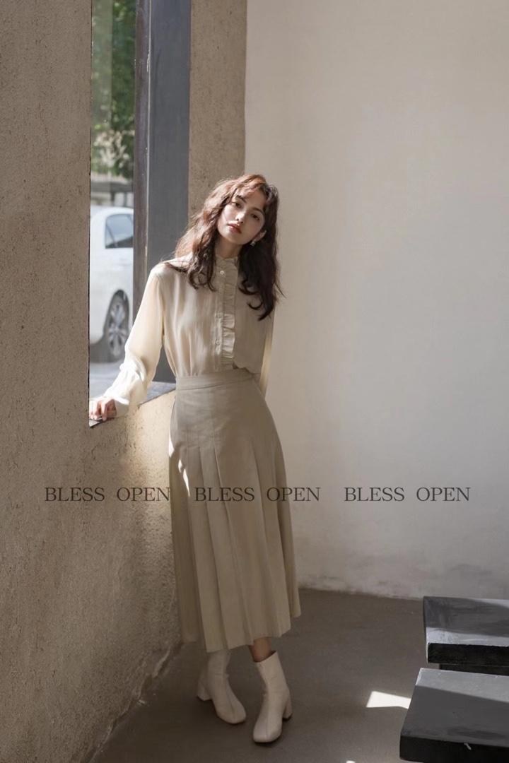秋季新款木耳边领气质衬衣，其它，BLESS OPEN