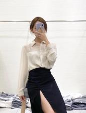 【现货】秋季新款时尚醋酸拼接衬衫，女装衬衫，裴兔子