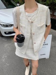 早秋小香风马甲套装,女装马夹,QY2