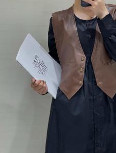 秋季新品，欧版套装，皮马甲搭衬衫连衣裙,女装职业装,More-Lee