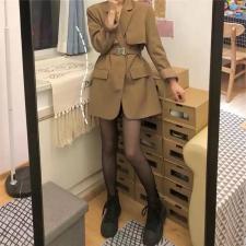 【现货】系腰带风衣西装外套，女装风衣，可可西米